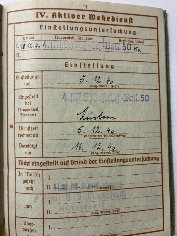 Wehrpass - WH (Heer) - 123.Inf.Div./8.Pz.Div. - Georgi
