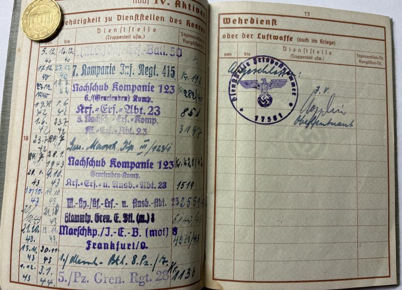 Wehrpass - WH (Heer) - 123.Inf.Div./8.Pz.Div. - Georgi
