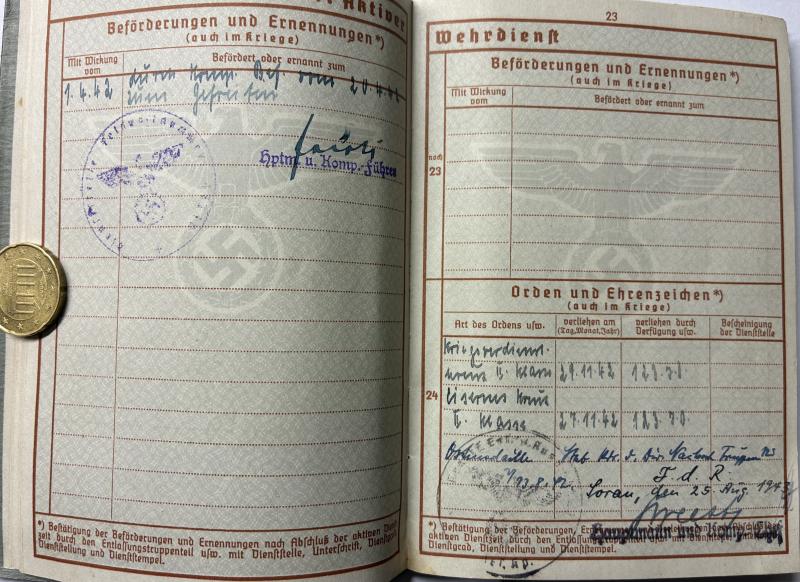 Wehrpass - WH (Heer) - 123.Inf.Div./8.Pz.Div. - Georgi