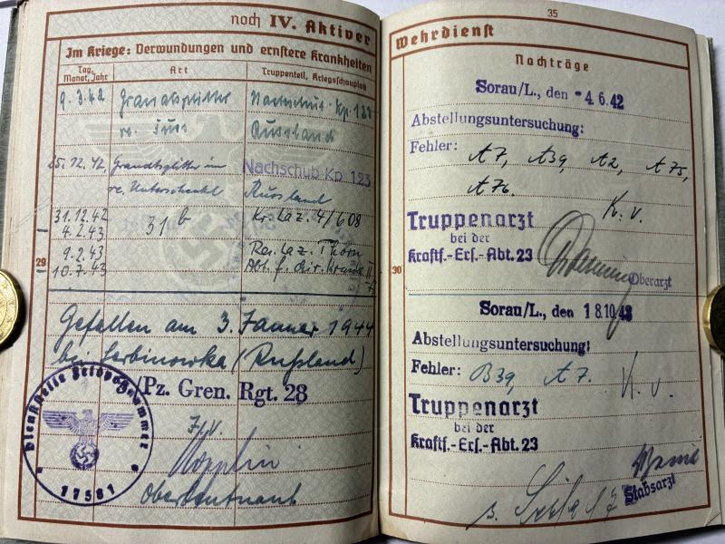 Wehrpass - WH (Heer) - 123.Inf.Div./8.Pz.Div. - Georgi