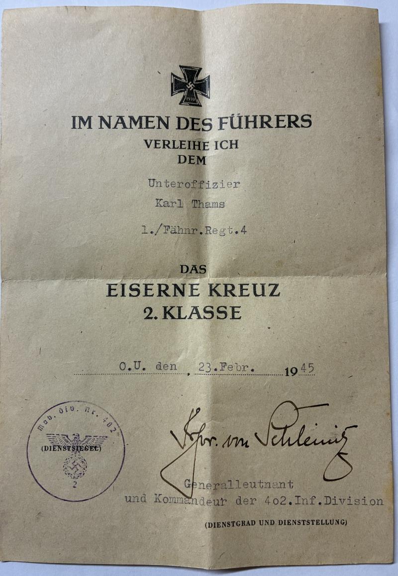 Citation grouping - WH (Heer) - Battr./Sturmgesch.Ers.Abt.300/402 Inf.Div. - Thams