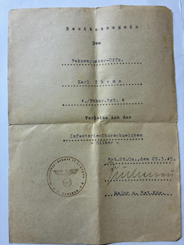 Citation grouping - WH (Heer) - Battr./Sturmgesch.Ers.Abt.300/402 Inf.Div. - Thams