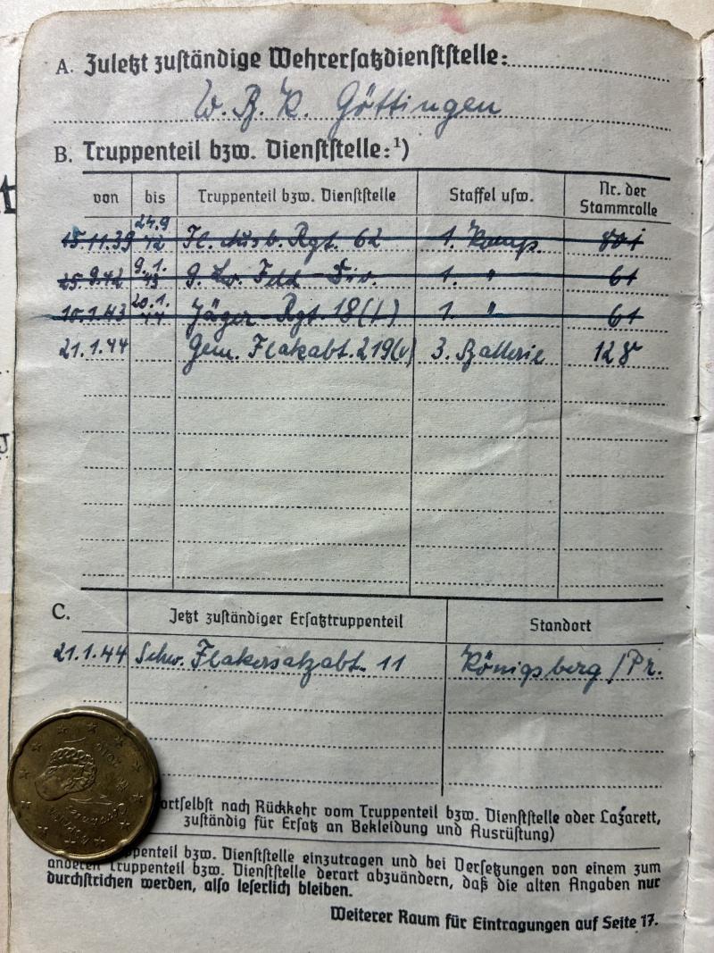 Soldbuch/citation grouping - Luftwaffe - 9.Feld.Div./6.Flak Div. - Himme