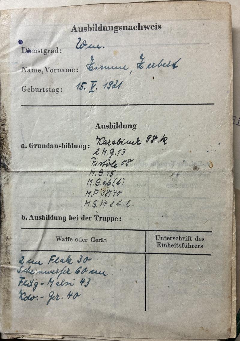 Soldbuch/citation grouping - Luftwaffe - 9.Feld.Div./6.Flak Div. - Himme