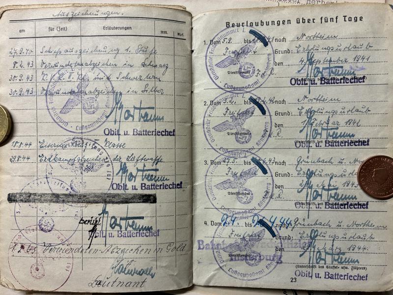 Soldbuch/citation grouping - Luftwaffe - 9.Feld.Div./6.Flak Div. - Himme