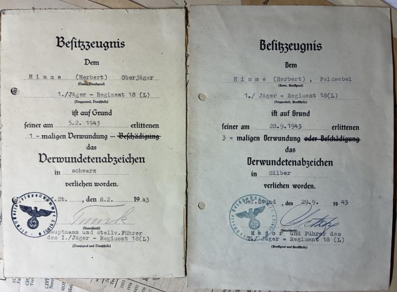 Soldbuch/citation grouping - Luftwaffe - 9.Feld.Div./6.Flak Div. - Himme