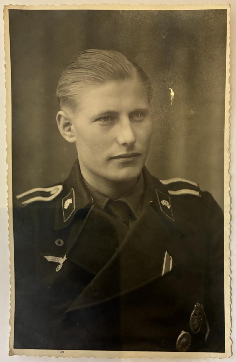 Postcard photo - panzer crew member