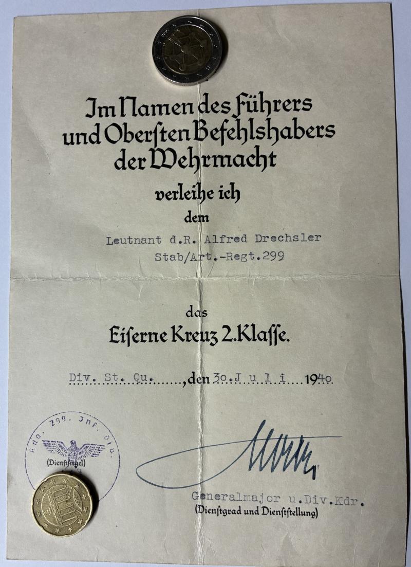 Citation  WH (Heer) -  299.Inf.Div. - Drechsler