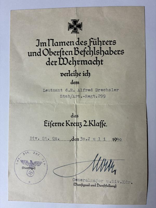 Citation WH (Heer) - 299.Inf.Div. - Drechsler