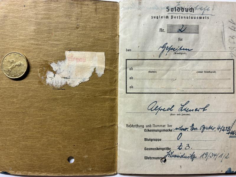 Soldbuch WH (Heer) - schw.Art.Abt.816 - Lienert