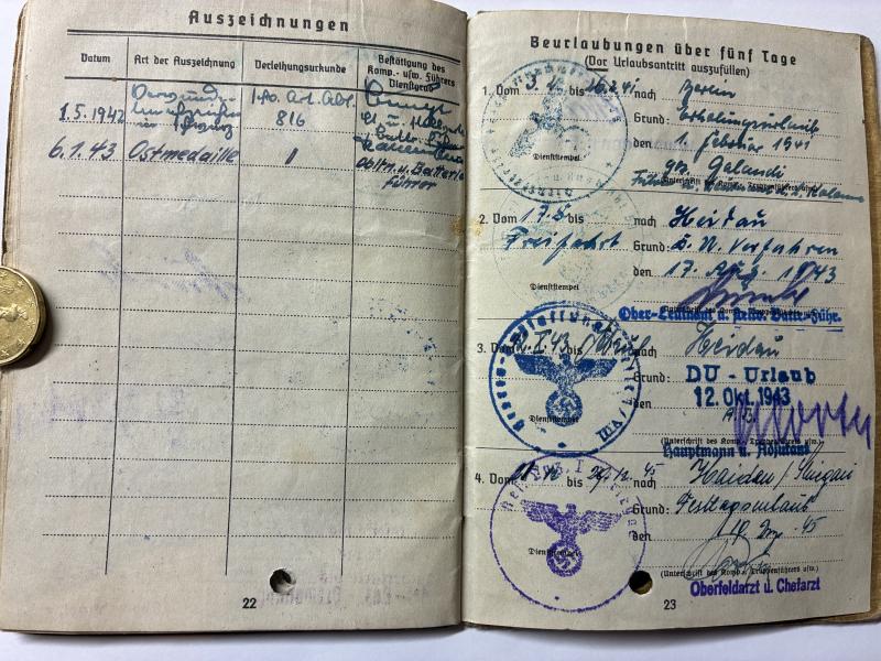 Soldbuch WH (Heer) - schw.Art.Abt.816 - Lienert