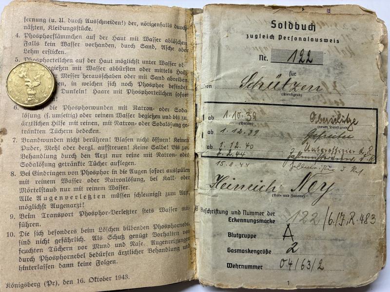 Soldbuch WH (Heer) - 542.VGD./12.Luft Feld Div. - Ney