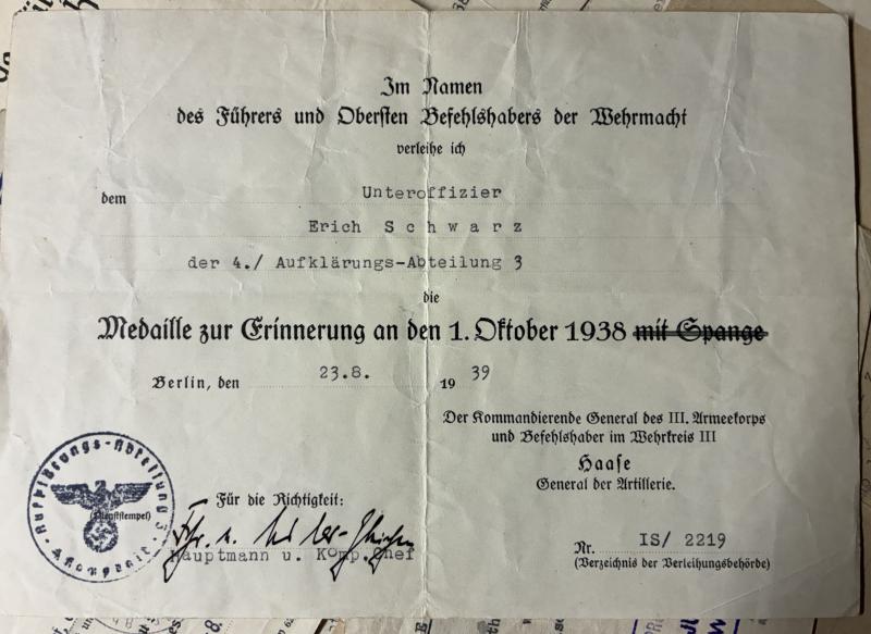 Citation grouping - WH (Heer) - 3.Pz.Div. - Schwarz