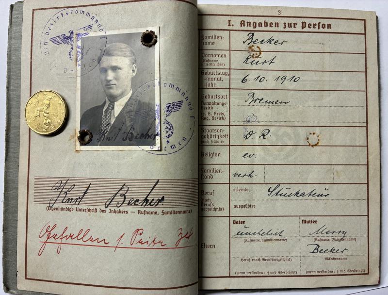 Wehrpass - WH (Heer) - 123.Inf.Div. -