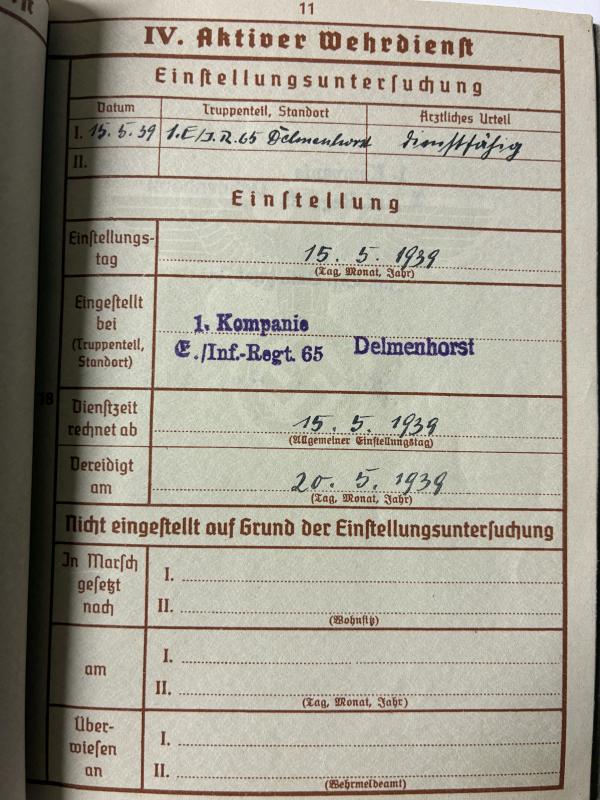 Wehrpass - WH (Heer) - 123.Inf.Div. -
