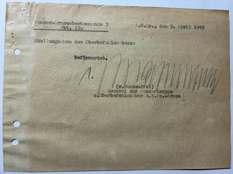 Recommandation German Cross - 4.Pz.Div. - Christern